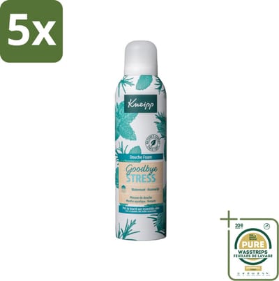 5 x Kneipp - Douche schuim - Goodbye Stress - Watermunt & Rozemarijn - 200 ml - Grootverpakking - Douche Foam - Stress Verlichting - Watermunt En Rozemarijn - Verfrissend Schuim - Natuurlijke Geur