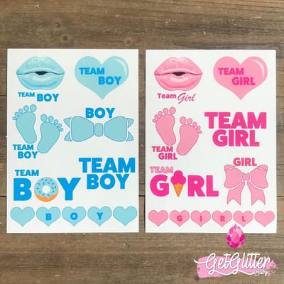 GetGlitterBaby® - Tijdelijke Tattoos / Henna Festival Plak Tattoes / Nep Tatoeage voor Volwassenen / Fake Temporary Tattoo Sticker - Baby Shower - Gender Reveal Versiering - Boy or Girl