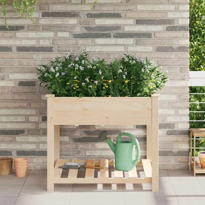 vidaXL - Plantenbak - Beige - 90 - x - 90 - x - 76,5 - cm - Massief - Vurenhout