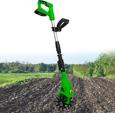 Elektrische Tuinfrees - Hand Tiller - Bodem Losmaken - Dubbele Accu - 10x10 cm - Groen