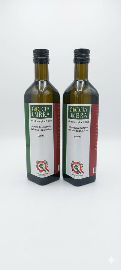Goccia Umbra - 100% Italiaanse extra vergine olijfolie - vers, zacht en fruitig - 500 ml - goedkoper per 2