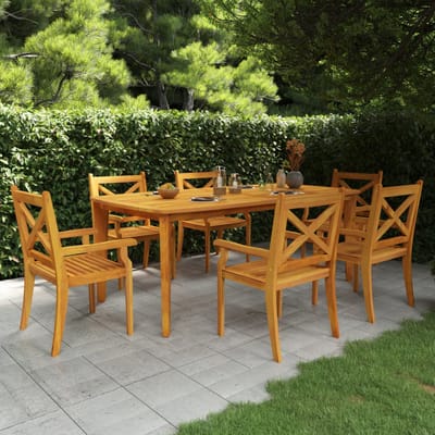 vidaXL - 7-delige - Tuinset - massief - acaciahout