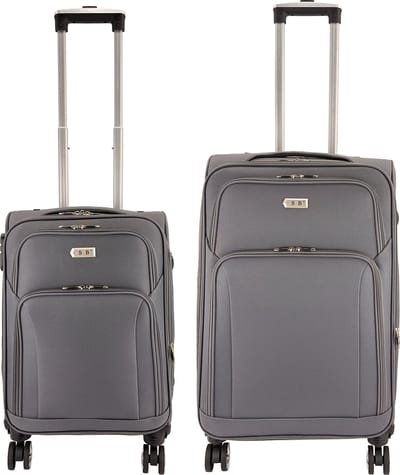 SB Travelbags Zachte 2 delige bagage koffer – 68 cm/55 cm – Expandable – Grijs