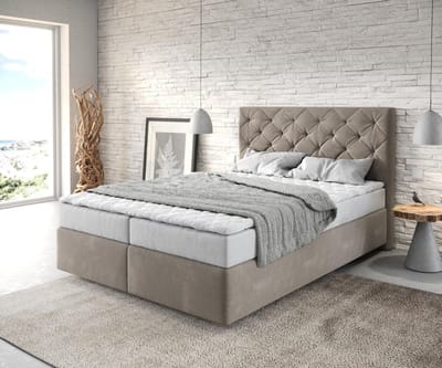 Boxspringbed Dream-Great microvezel beige 140x200 met matras en topper