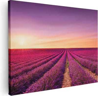 Artaza Canvas Schilderij Lavendel - 40x30 cm - Klein - Wanddecoratie Bloemen - Muurdecoratie Natuur - Kamer Accessoires Woonkamer