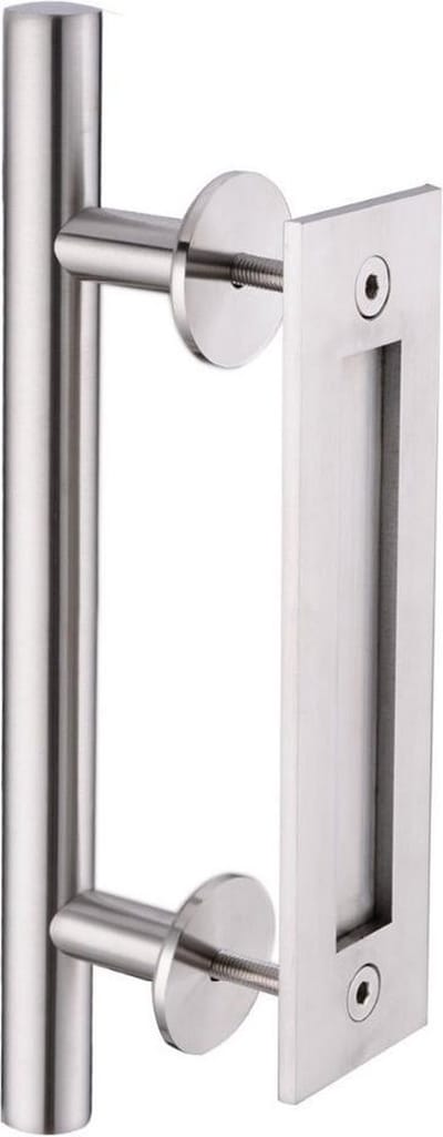 RVS handvat set voor schuifdeur systeem, schuifdeur kom en handgreep Deurgreep voor beide kanten van de houten deur