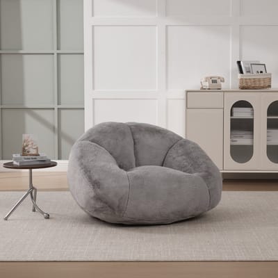 Welke Pluche Zakstoel/Zitzak Gladheidsbestendige Zitzak Niet-afneembare hoes Montage niet nodig Perfect voor de woonkamer, lounge of slaapkamer- Lichtgrijs