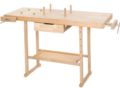 tectake® Houten Werkbank met Bankschroeven en Lade - Robuuste Werktafel voor Doe-Het-Zelvers en Professionals - 137 x 50 x 87 cm