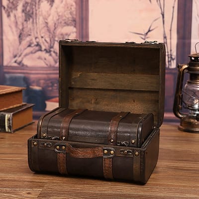 Dailygoods- Opbergdoos Grote Capaciteit - Vintage Houten Koffer - Decoratieve Opbergdoos - Ergonomisch Design - Antislip - Gepersonaliseerd Slot - Opbergkoffer