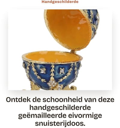Dailygoods- Sieradendoos Uniek Ontwerp - Decoratieve Sieradendoos - Scharnierende Sieradenhouder - Kristallen Sieradendoosje - Handgeschilderd - Perfect Cadeau - Sieradenbox