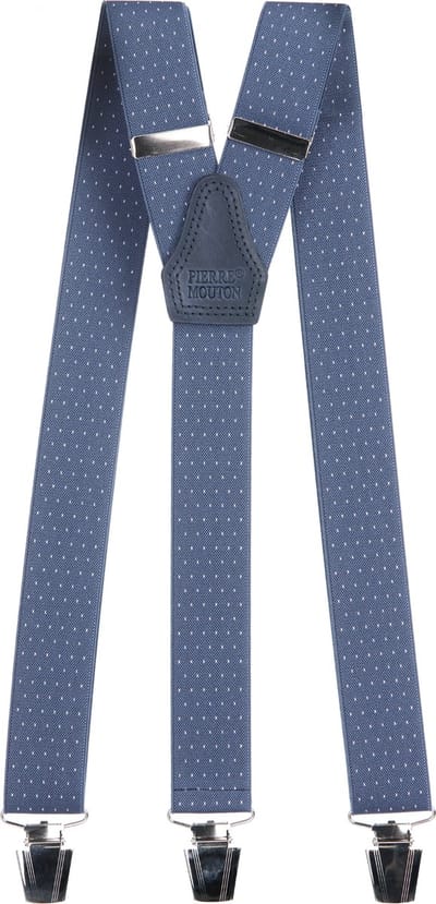 Pierre Mouton - Pin-point Bretel - Bretels - Volwassenen - Heren - Blauw/Roze - 120cm - 3 brede clips - M - L