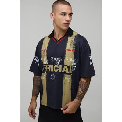 Oversized Boxy Officieel Gestreept Sporttop | Black | Size XS