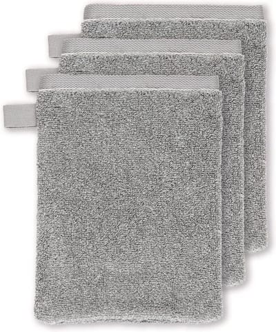 vtwonen Groove set a 3 washandjes - Antraciet - 16 x 22 cm set van 3