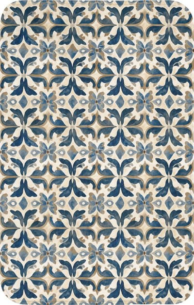 WC mat 50x80 cm - Antislip - Tegel - Patroon - Blauw - Beige - Toiletmat - Vloermat - Douchemat - Toilet tapijt - Toiletmatten