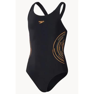 Speedo Placement Muscleback Zwart/Oranje Sportbadpak - Maat 128