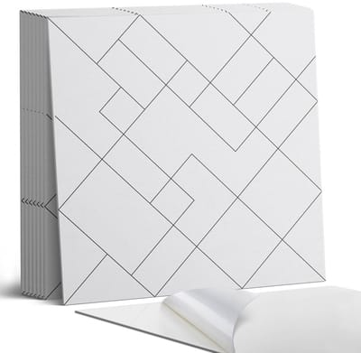 Coloray Plaktegels - Abstract lijnpatroon Portugese Tegels - 30 cm x 30 cm - Grijs Plaktegels - 9 stuks - Vierkant PVC Tegels - Plaktegels Keuken - Zelfklevende Vloertegels - Vinyl Tegels - Zelfklevende Tegels