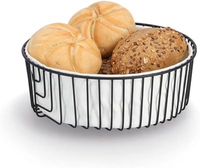 Broodmand Metaal - Rijsmand Brood - Brood Bakken - Afneembare Binnenvoering - Ronde Vorm - Zwart