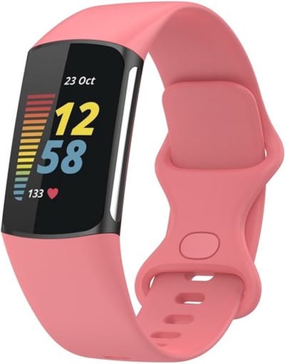 By Qubix - Compatible Fitbit bandje - Geschikt voor Fitbit Charge 5 - Fitbit Charge 6 Sportbandje met dubbele lus - Roze - Maat: S - Horlogeband - smartwatchbandje