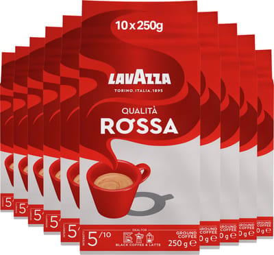 Lavazza Qualità Rossa Filterkoffie - Gemalen Koffie - 100% Arabica Bonen - Intensiteit 5/10 - 10 x 250 gram