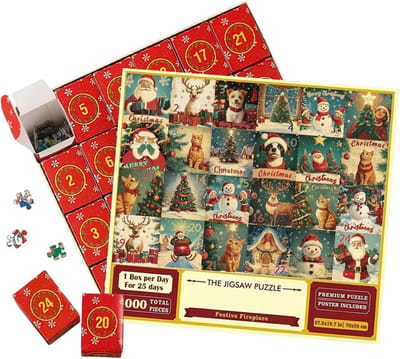 Adventspuzzel Kerst - Feestelijke Puzzel - Gezinsactiviteit - 1000 Stukjes - 70x50 cm