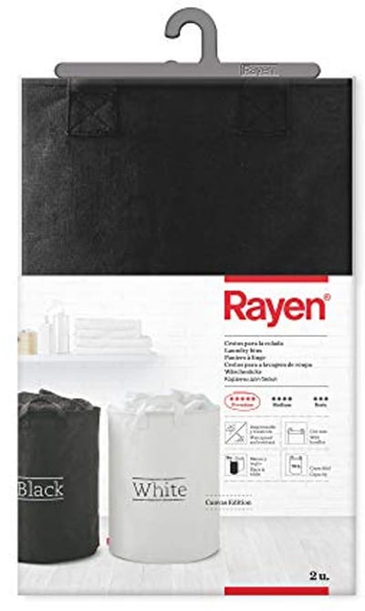 Rayen Zeefmand, waterdicht en duurzaam, met handgrepen, inhoud 70 l, kleuren zwart en wit, set van 2, afmetingen: 55 x 40 cm