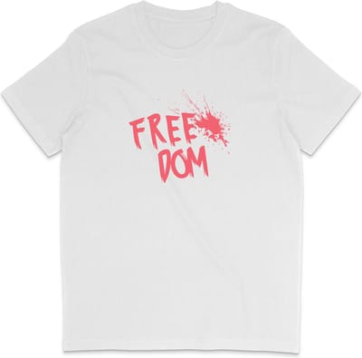 Heren en Dames T Shirt - Tekst: Freedom Vrijheid - Wit - XS