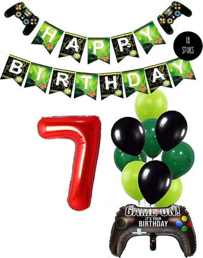 Cijfer Ballon 7 Game Videospel Verjaardag Thema - De Versiering voor de Gamers Birthday Party van Snoes