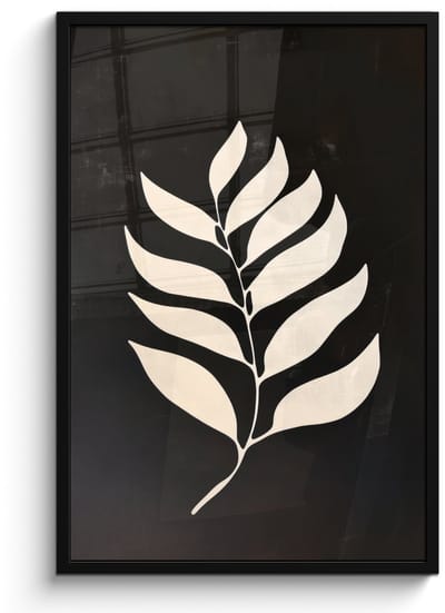 Poster in lijst - Fotolijst 60x90 cm - Posters - Blad - Wit - Minimalistisch - Posterlijst zwart - Decoratie - Wanddecoratie woonkamer - Muurdecoratie slaapkamer