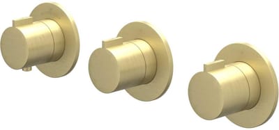 IVY Pact Afbouwdeel Inbouwthermostaat met 2 Stopkranen Symmetry met Ronde Rozetten - Geborsteld Mat Goud PVD