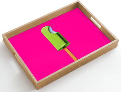 Dienblad hout 50x35 cm - Schootdienblad - Ijsje - Stokje - Minimalistisch - Groen - Borrelplank rechthoek - Plateau dienbladen