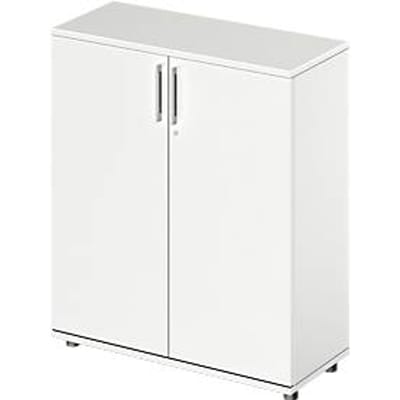 Draaideurkast TETRIS WOOD – B 1000 x D 421 x H 1160 mm (hoogte inclusief glijders) – 3 OH - wit – ons merk Schäfer Shop Genius