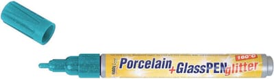 KREUL Glitter Turquoise Glas- en Porseleinstift - Porcelain+GlassPen Glitter 160 °C