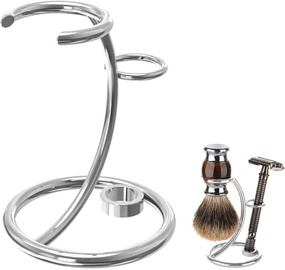 Dailygoods - Scheerkwaststandaard - Roestvrijstalen veiligheidsscheermeshouder - Zilver - Badkamer organizer - Geschikt voor handmatig scheermes - Hoo