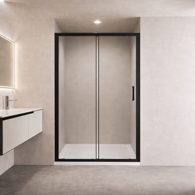 Thys Melbourne hoekschuifdeur 90x90 cm zwart – 8 mm helder glas met nano coating