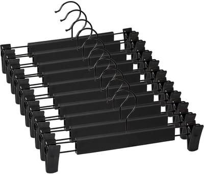 EXCITAT 10-pack - Stevig - Antislip - Verstelbare haak - Ruimtebesparende broekhangers - Voor broeken, sokken, rokken en jassen - Zwart