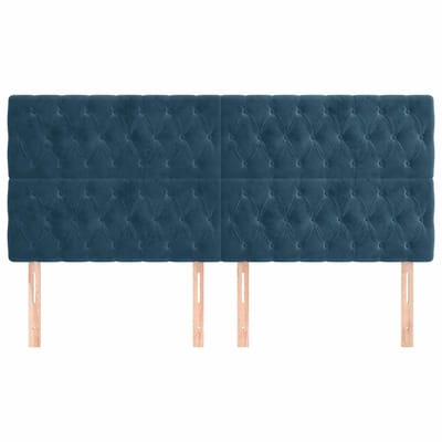 vidaXL - Hoofdbord - donkerblauw - 180x7x118/128 - cm - fluweel