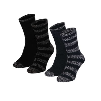 Bedsokken heren - 4-Pack - Stripes - Zwart - One Size