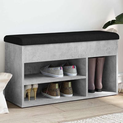 vidaXL - Schoenenbank - 82x32x45,5 - cm - bewerkt - hout - betongrijs