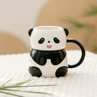 Handgetekende Driedimensionale Panda Ontbijt Keramische Kop Schattig Huisdier Cartoon Hoge Waarde Mok Creatieve Student Kinderen Drinkwaterkop 350ml white