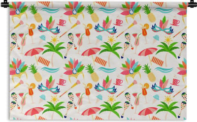 Wandkleed - Wanddoek - Patroon - Brazilië - Carnaval - 90x60 cm - Wandtapijt