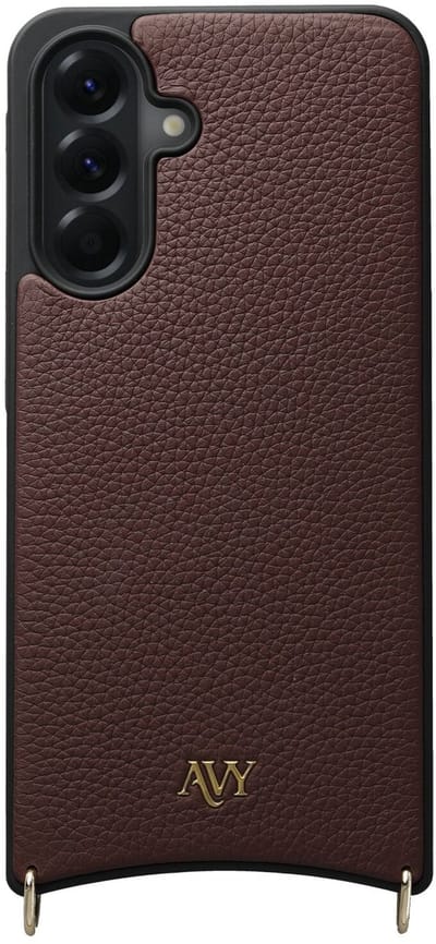 AVY Leren Hoesje geschikt voor Samsung Galaxy A56 | Compatibel met MagSafe | Leather Case | Back Cover | Haakjes voor koord | Chocolate