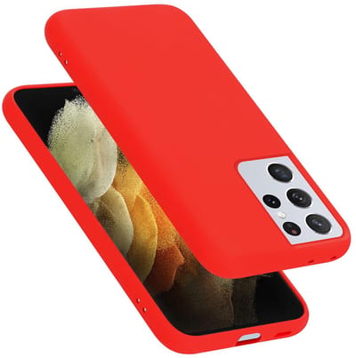 Cadorabo Hoesje geschikt voor Samsung Galaxy S21 ULTRA in LIQUID ROOD - Beschermhoes gemaakt van flexibel TPU silicone Case Cover