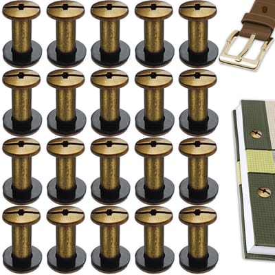 Dailygoods - Chicago boekschroeven, 20 stuks, roestvrij staal, M5 x 12 mm, Chicago schroeven, boekbinderschroeven, klinknagels voor leer, tassen, boeken, halsbanden, rugzakken, hondenriem (brons)