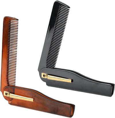 Set van 2 Opvouwbare Kammen voor Mannen, Ideaal voor Baardverzorging en Haarstyling, Handige en Compacte Reisaccessoires voor Elke Man