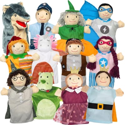 12-delig handpoppenset stof poppen voor kaspertheater spel
