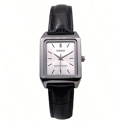 Vintage Dameshorloge, met een leren band, zilverkleurige rechthoekige wijzerplaat, mineraalglas. elegant uurwerk perfect voor kantoor/vergaderingen, LTP-V007L zilver