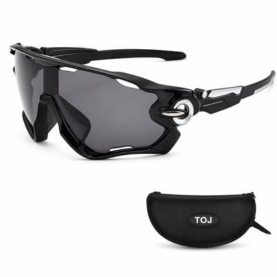 Fietsbril Met Hoes | Sportbril | Racefiets | Mountainbike | MTB | Sport Fiets Bril| Zonnebril | UV Bescherming | Zwart / Zilver