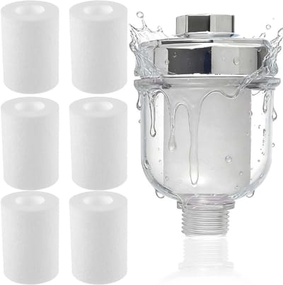 Effectieve douchefilter met 6 vervangbare elementen, inline kalkfilter voor schoon water en bescherming tegen verontreinigingen