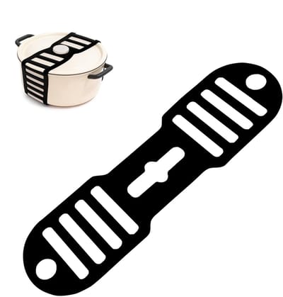 Dailygoods - Bevestigingsband voor pannendeksel, hittebestendig, voor middelgrote en grote potten, herbruikbare sluiting, sluitband, deksel, veiligheidsband, verstelbaar, verdikt en verbeterd, 46 x 13 cm