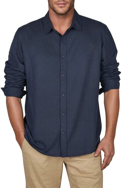 riverso Heren Overhemd RIVFabrizio regular fit Blauw S Volwassenen Linnen overhemd